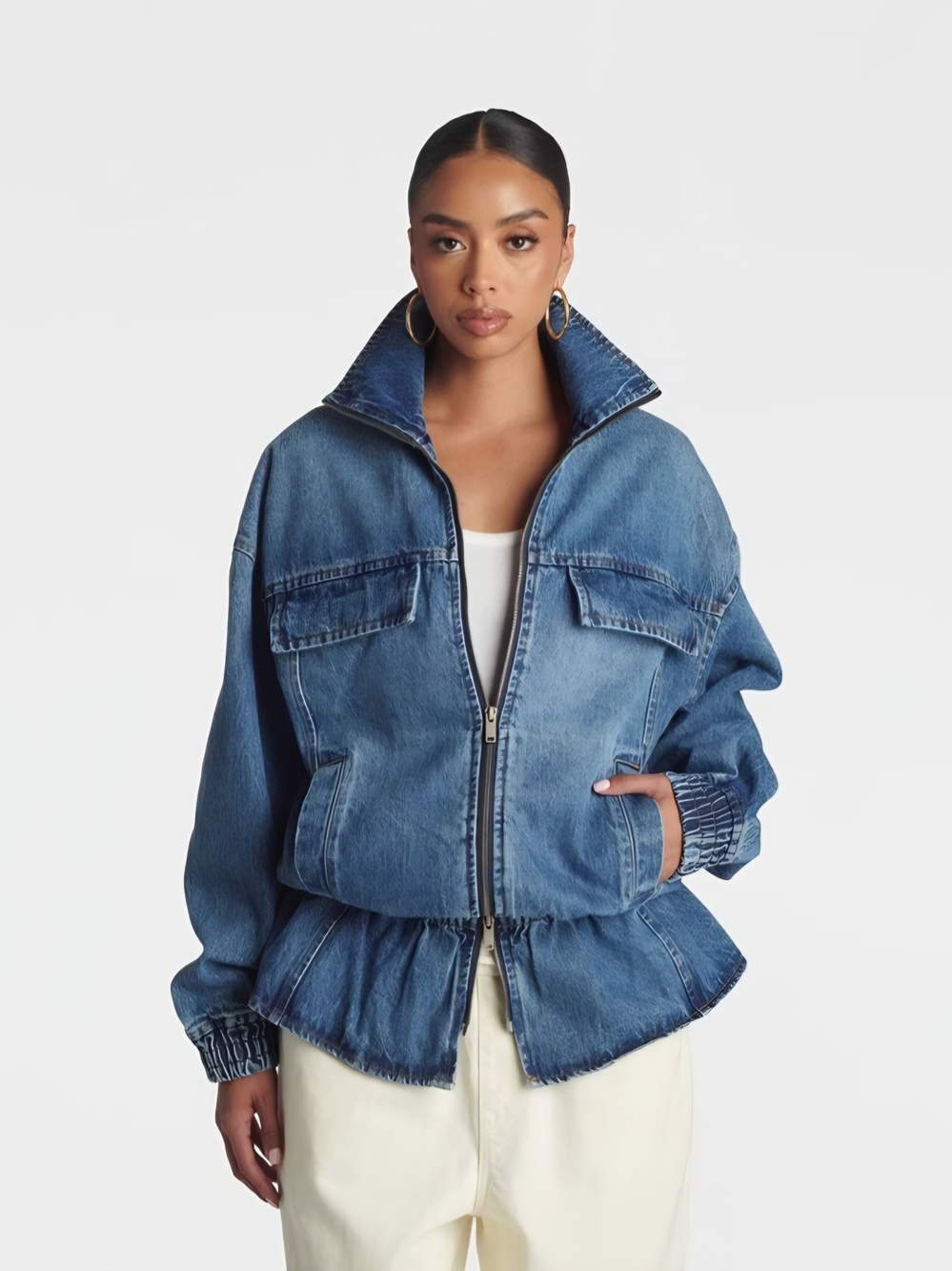 KBB by Kahlana Denim Peplum  Jacket